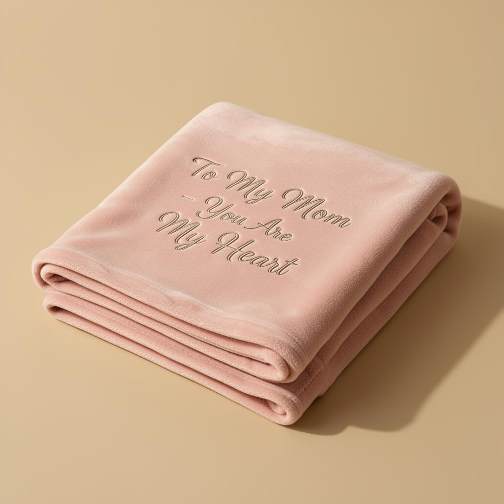 Folded personalized Mom blanket